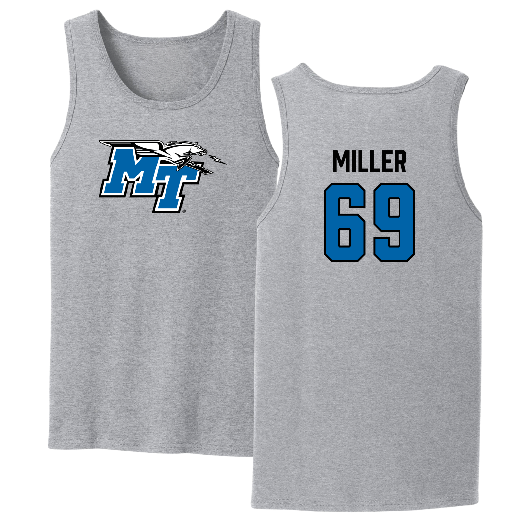 Middle Tennessee State University Football Sport Gray Tank Top - #69 Marcus Miller