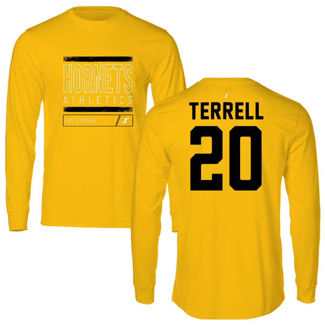 Alabama State University Softball Gold Dominate Performance Long Sleeve - #20 Jaibriel Terrell