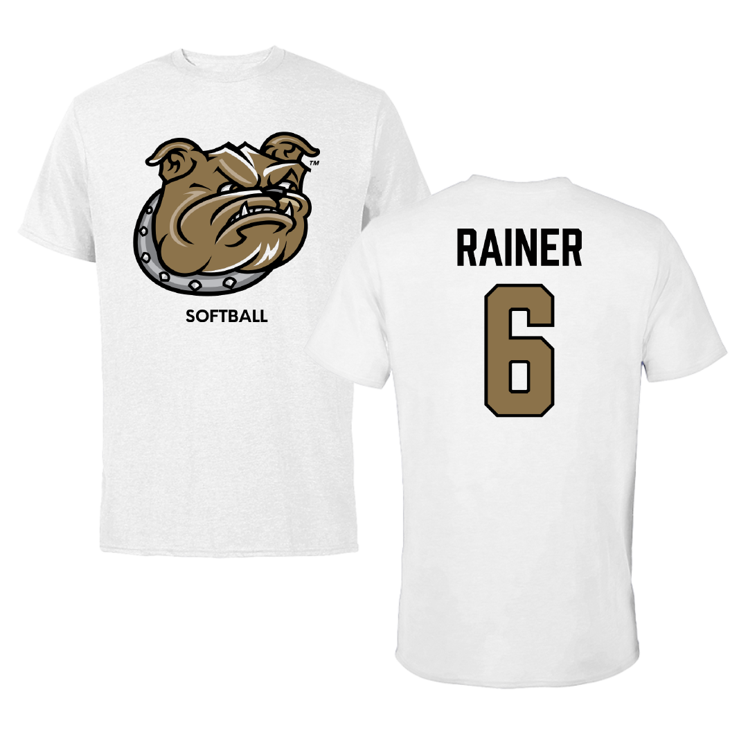 Bryant University Softball White Tee - #6 Amira Rainer