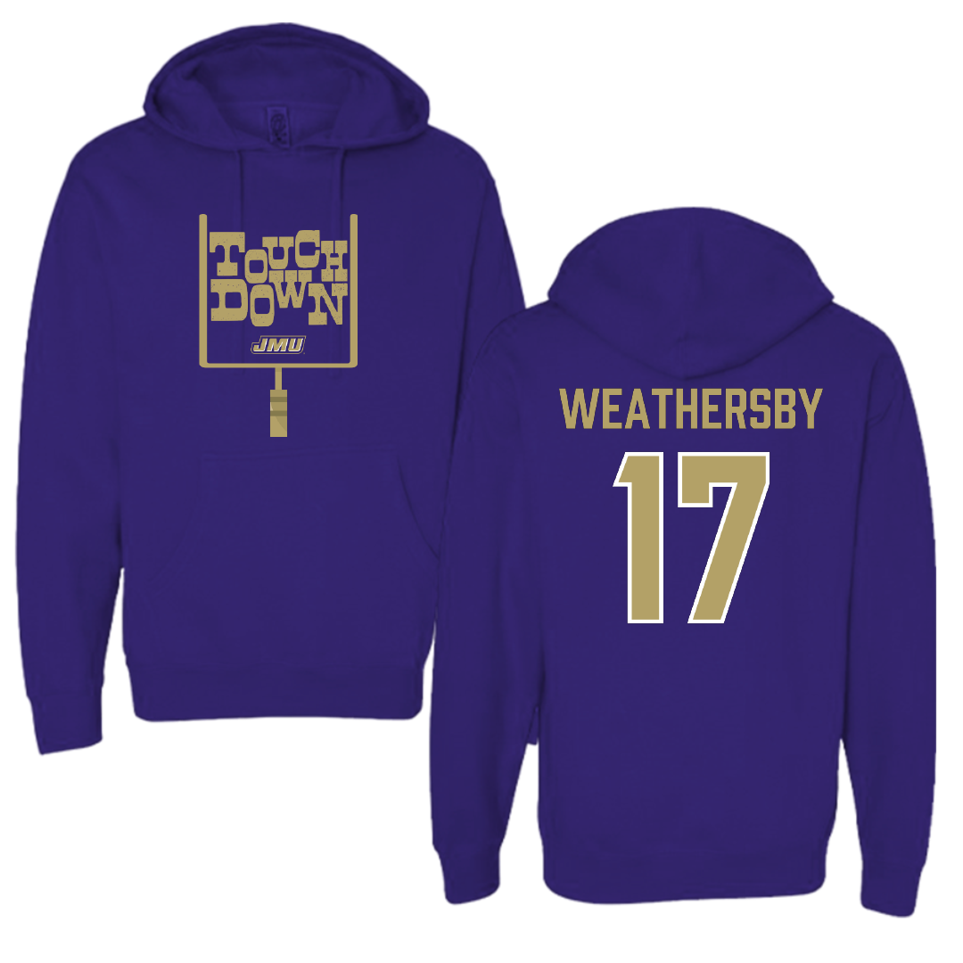 James Madison University Football Purple Touchdown Hoodie - #17 Gannon Weathersby