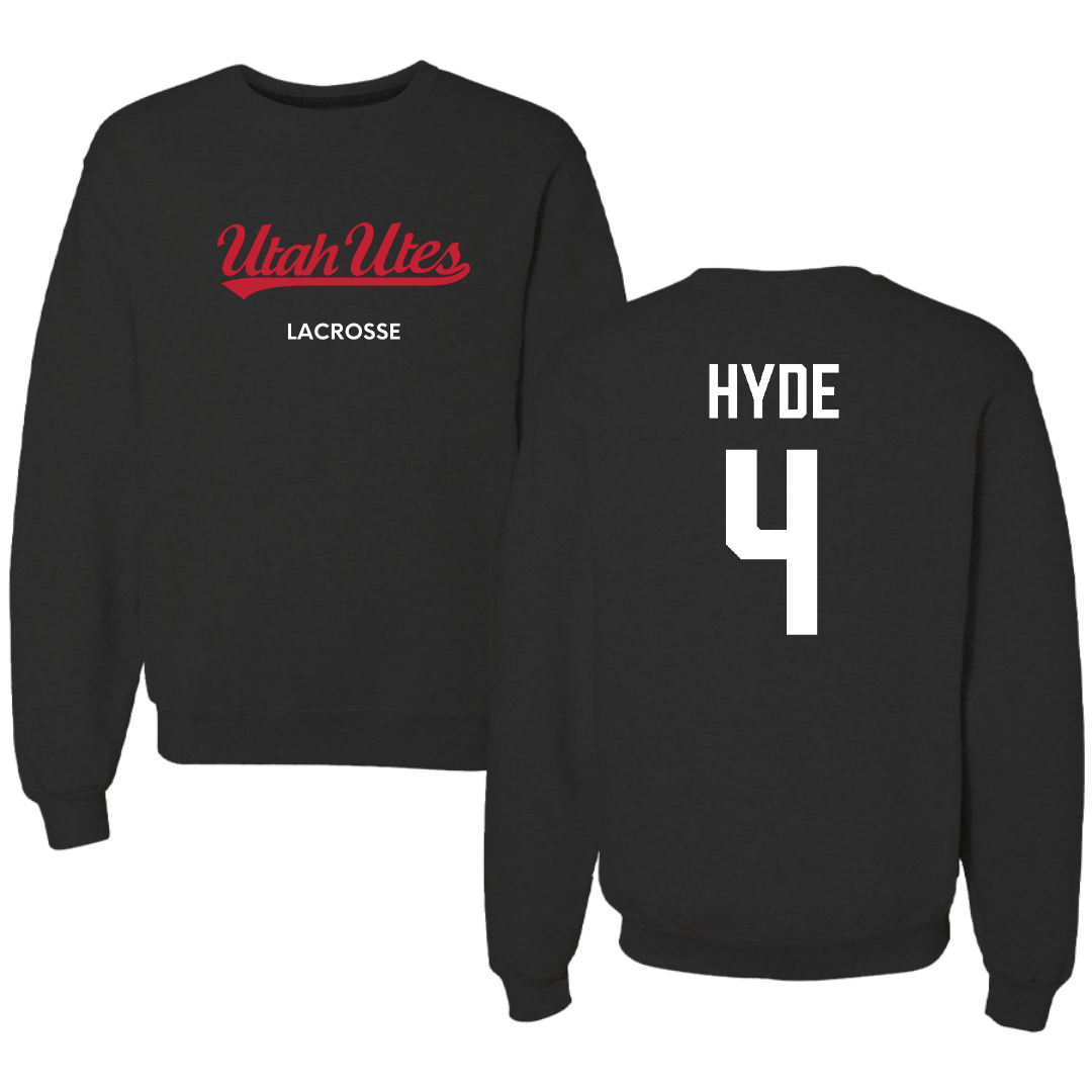 University of Utah Lacrosse (M) Black Crewneck - #4 Jordan Hyde