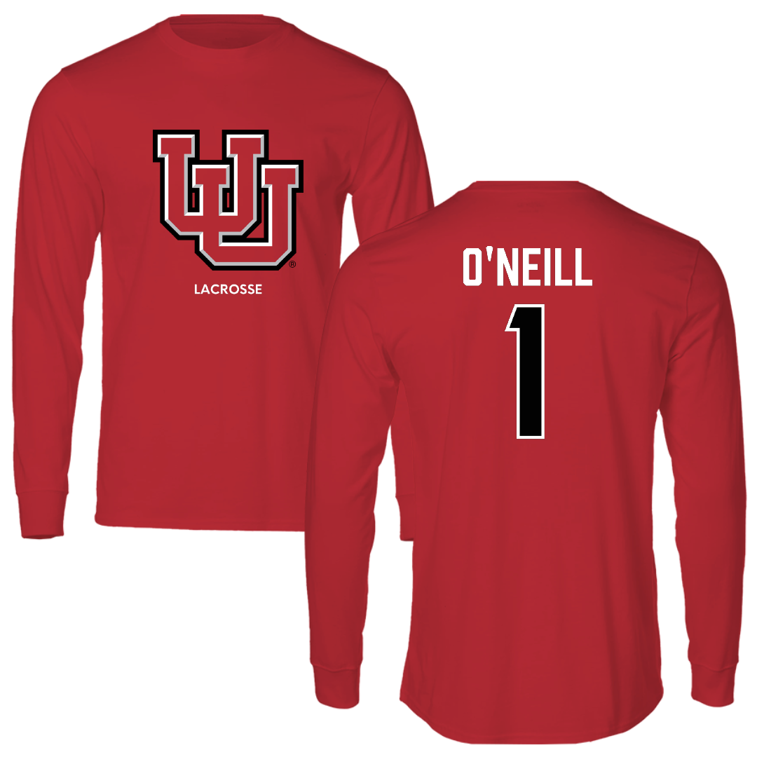 University of Utah Lacrosse (M) Red Block Performance Long Sleeve - #1 Conor O'Neill