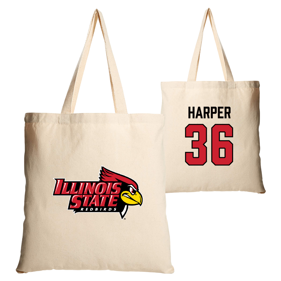 Illinois State University Baseball Tan Canvas Tote Bag - #36 Thomas Harper