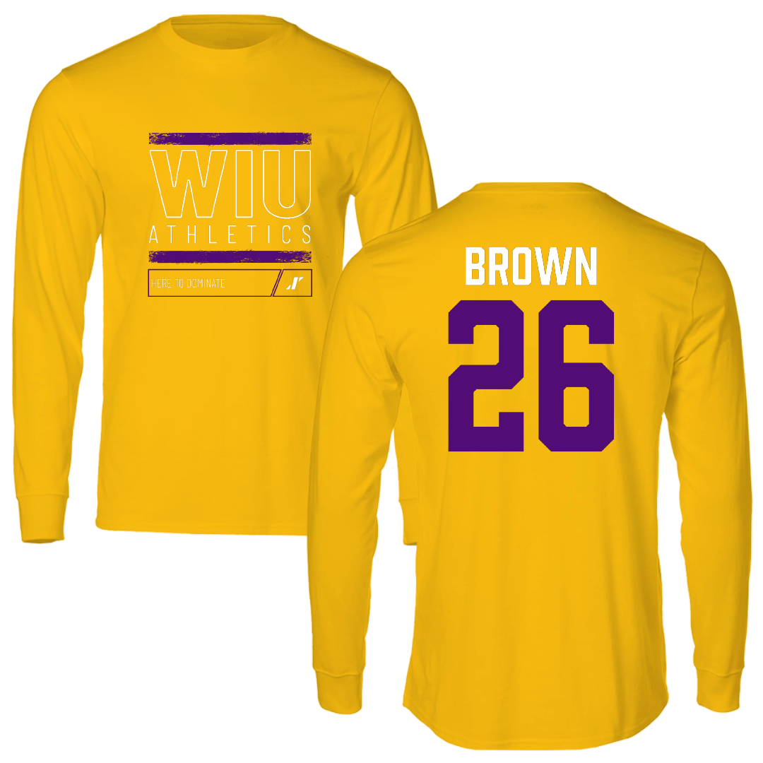 Western Illinois University Softball Gold Dominate Performance Long Sleeve - #26 Payton Brown