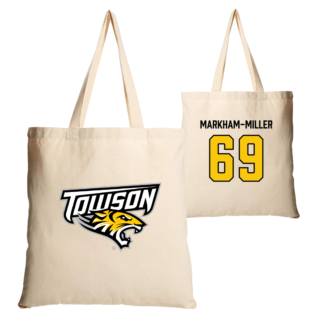 Towson University Football Tan Canvas Tote Bag - #69 Ian Markham-Miller