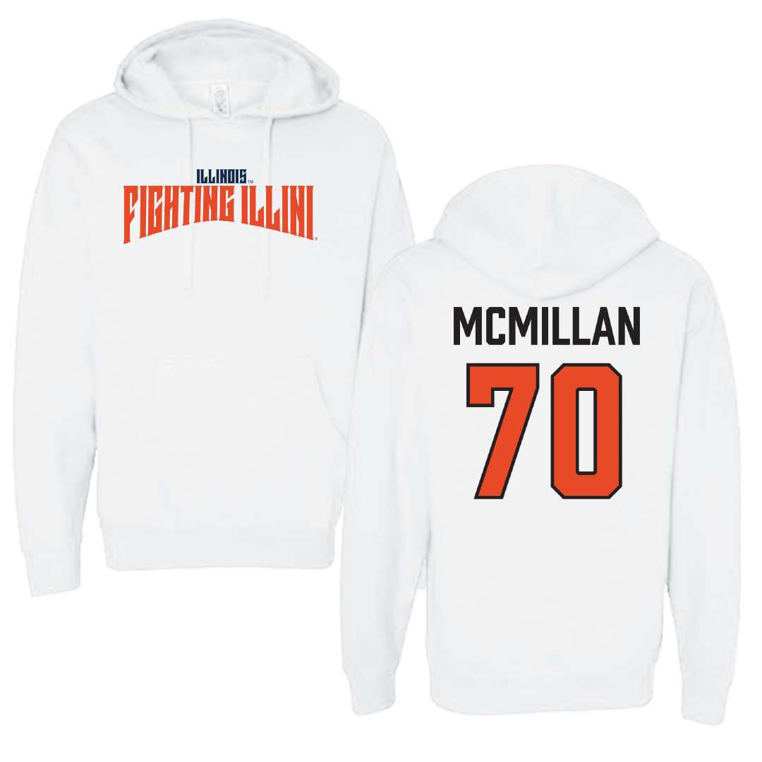 University of Illinois Football White Classic Hoodie - #70 Tyler McMillan