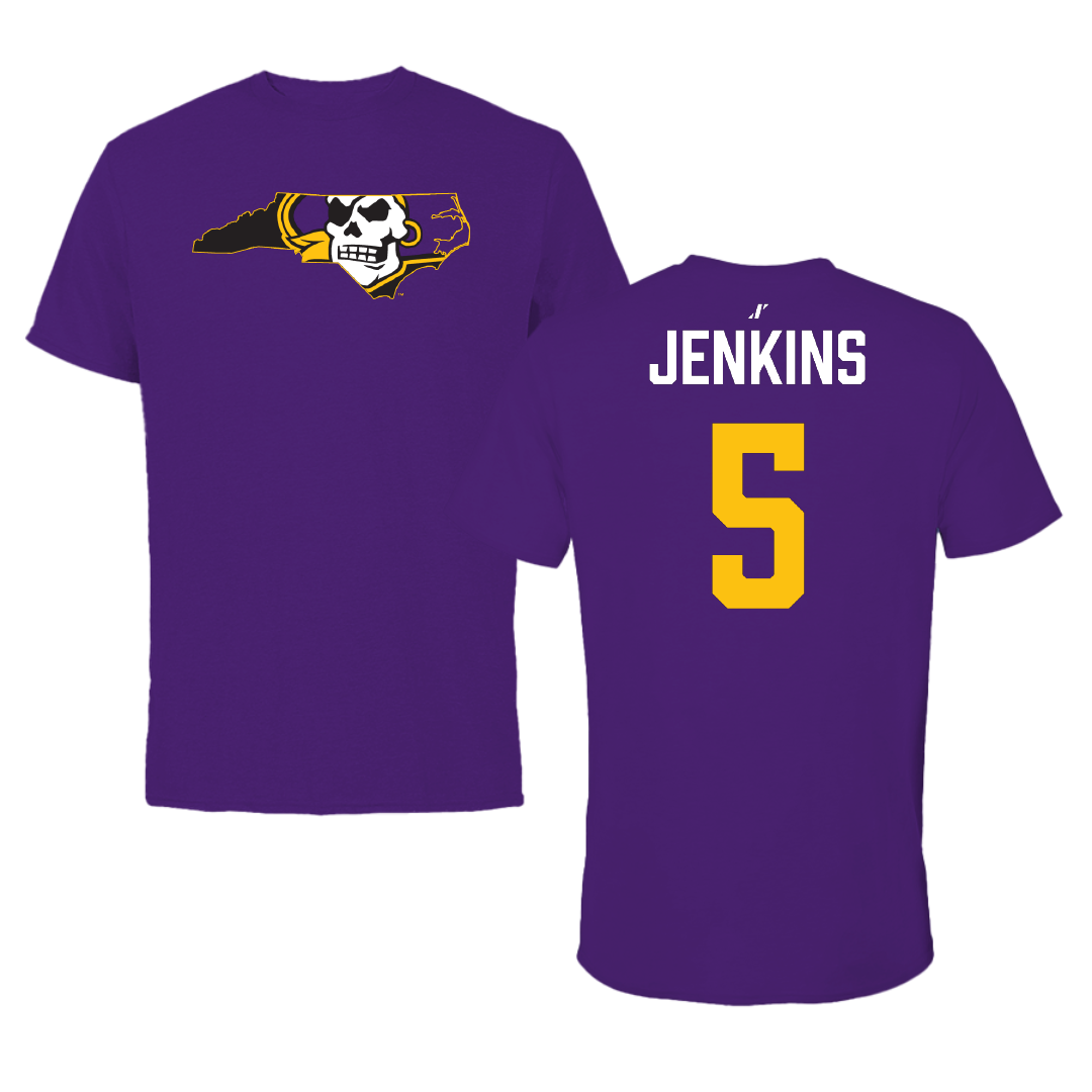 East Carolina University Football Purple State Tee - #5 Parker Jenkins