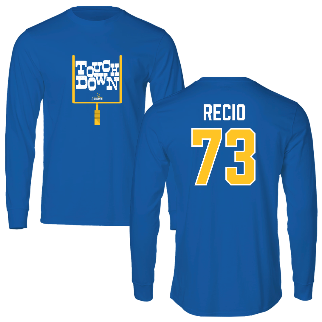 Texas A&M University-Kingsville Football Blue Touchdown Long Sleeve - #73 Rafael Recio