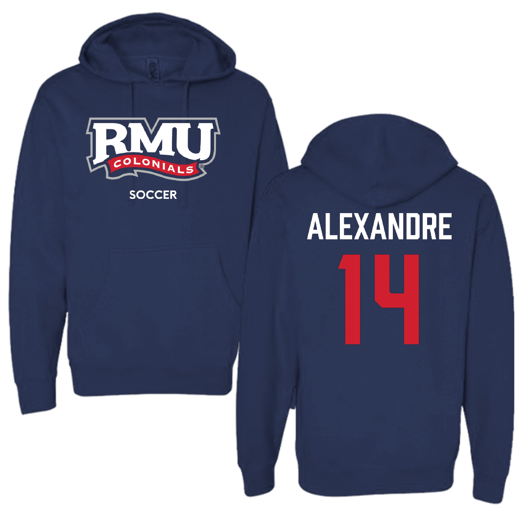Robert Morris University Soccer (M) Navy Hoodie - #14 Chase Alexandre