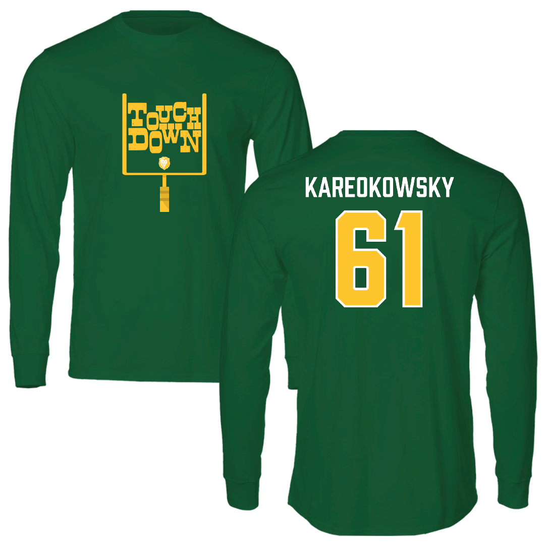 Southeastern Louisiana University Football Green Touchdown Long Sleeve - #61 Holden Kareokowsky