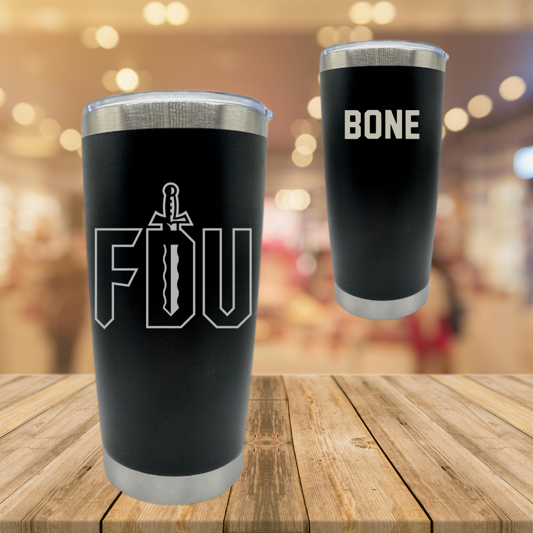 Fairleigh Dickinson University-Metropolitan Campus Fencing Black Stainless Steel Tumbler - Emily Bone