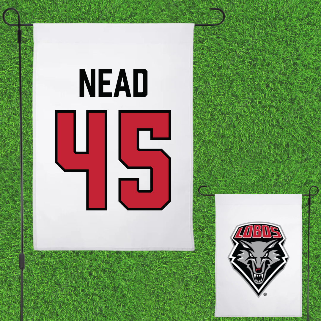 University of New Mexico Football White Garden Flag - #45 Keayen Nead