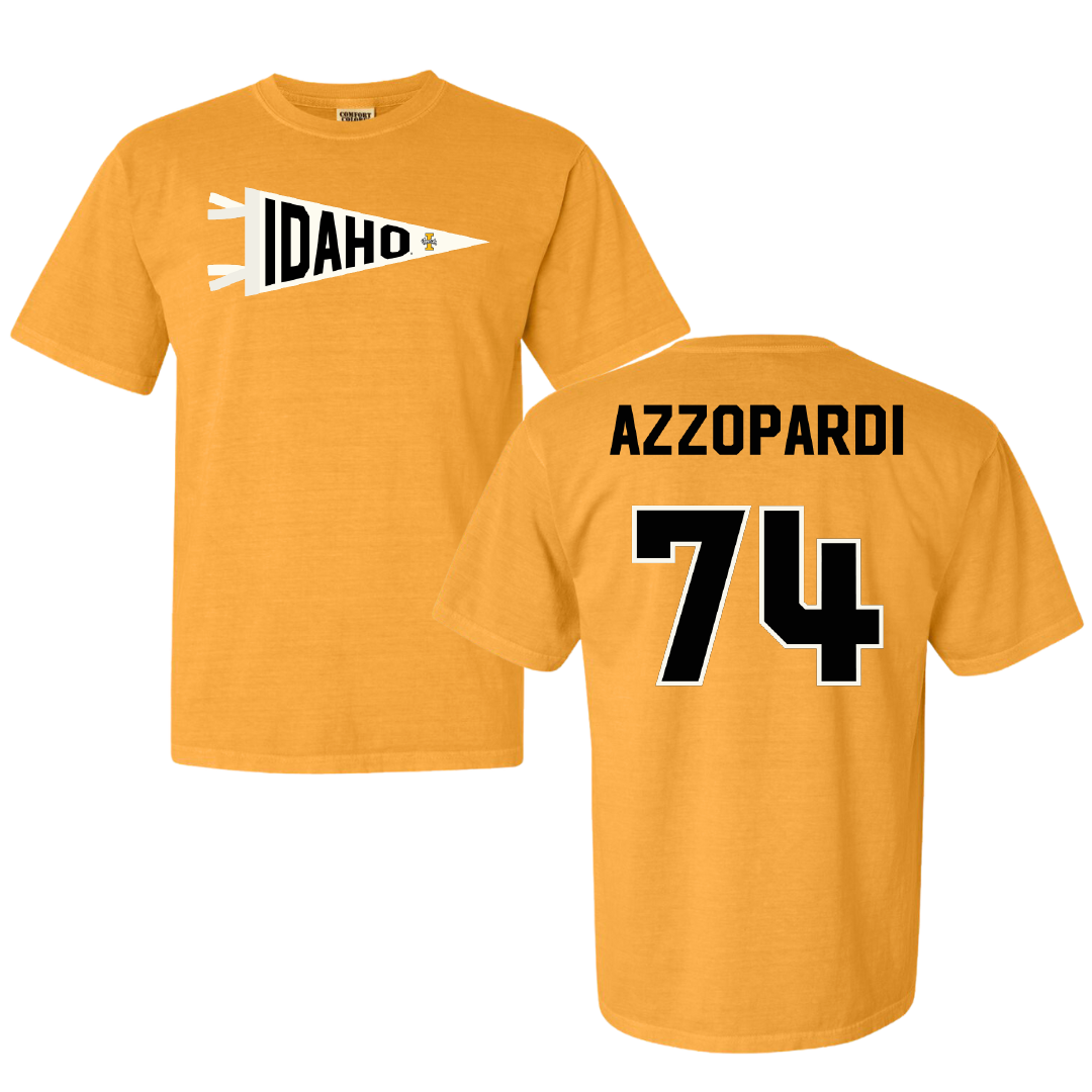 University of Idaho Football Gold Pennant Comfort Colors Tee - #74 Nate Azzopardi