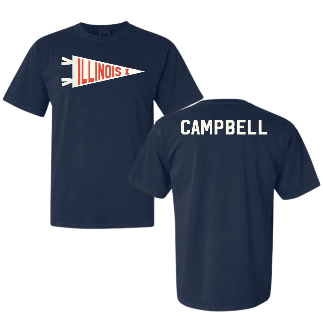 University of Illinois TF and XC Navy Pennant Comfort Colors Tee - Olivia Campbell
