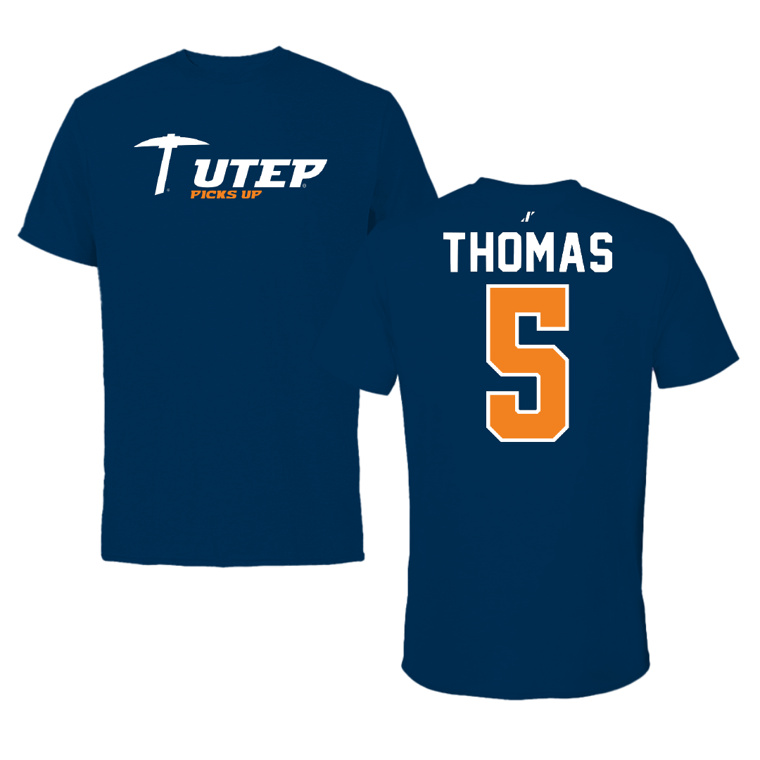University of Texas at El Paso Football Navy General Performance Tee - #5 Kam Thomas