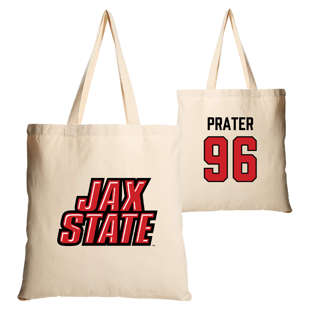 Jacksonville State University Football Tan Canvas Tote Bag - #96 Darrell Prater