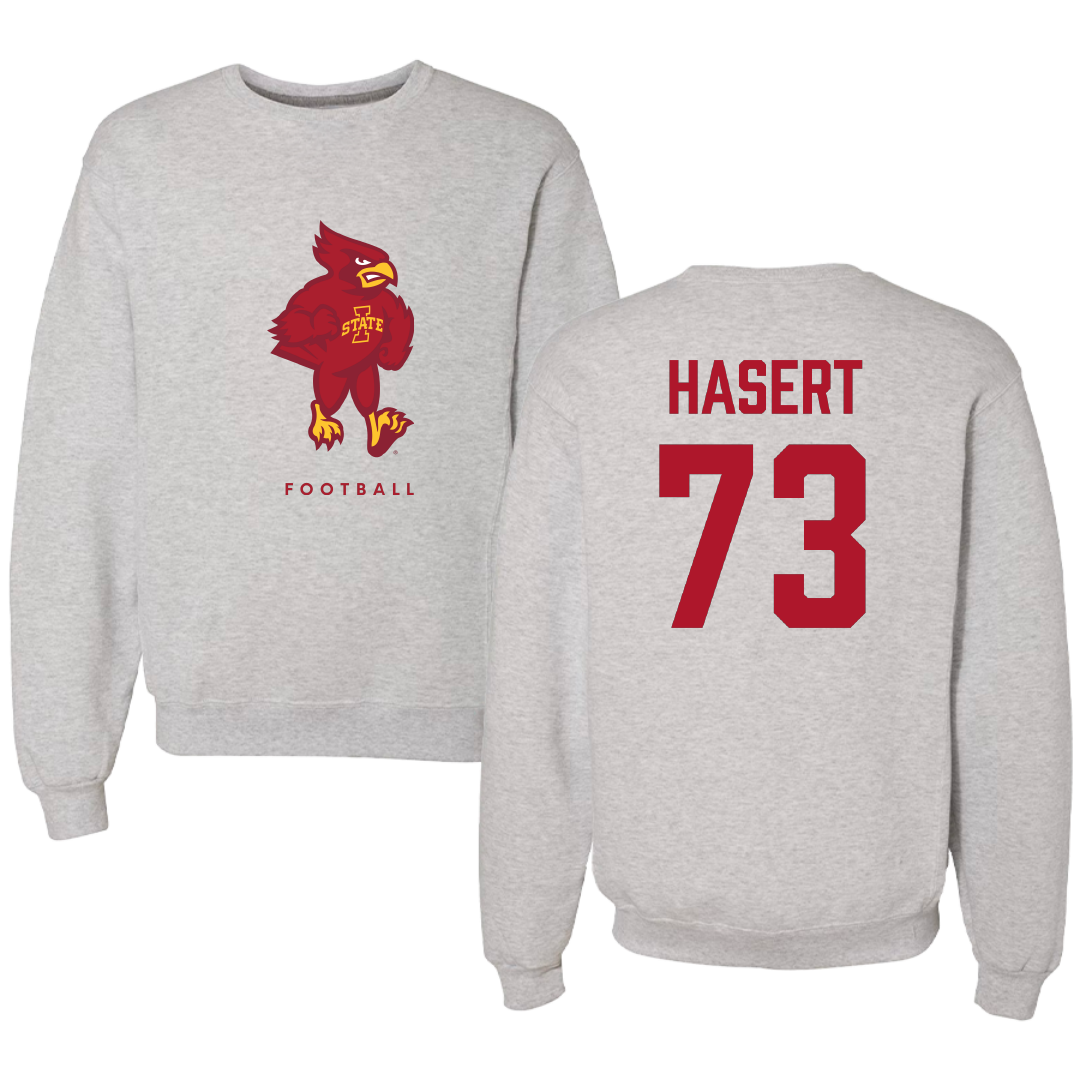 Iowa State University Football Gray Crewneck - #73 Deylin Hasert