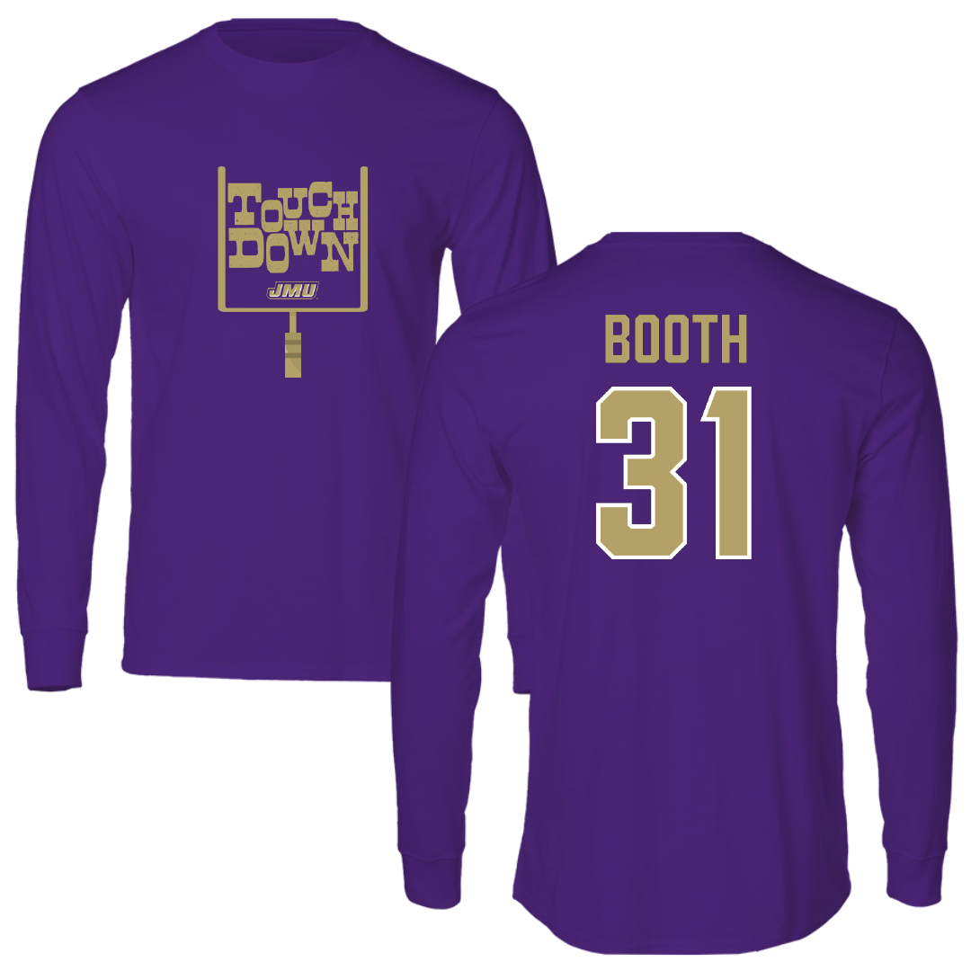 James Madison University Football Purple Touchdown Long Sleeve - #31 Antoine Booth