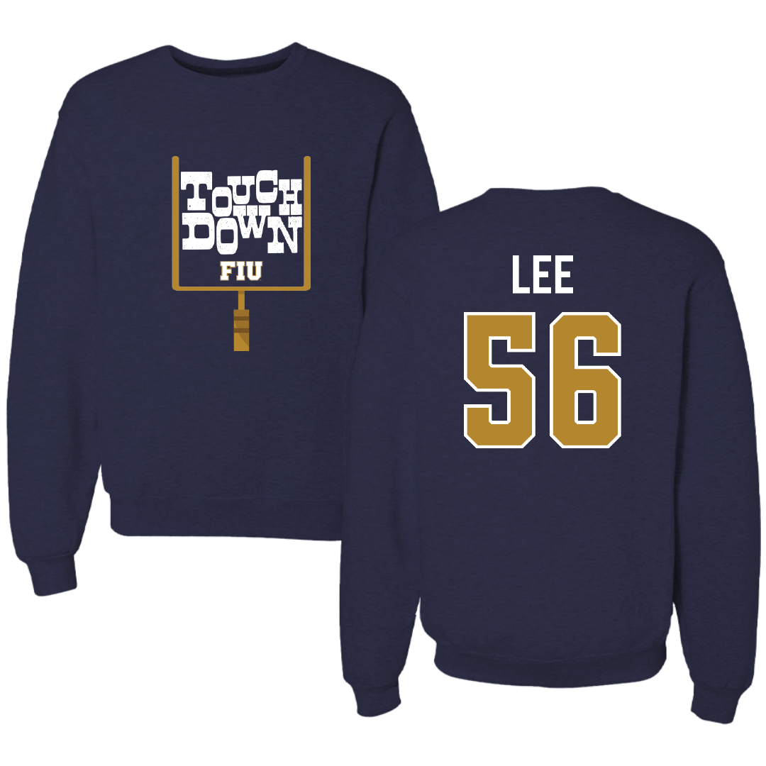 Florida International University Football Navy Touchdown Crewneck - #56 JaDarious Lee