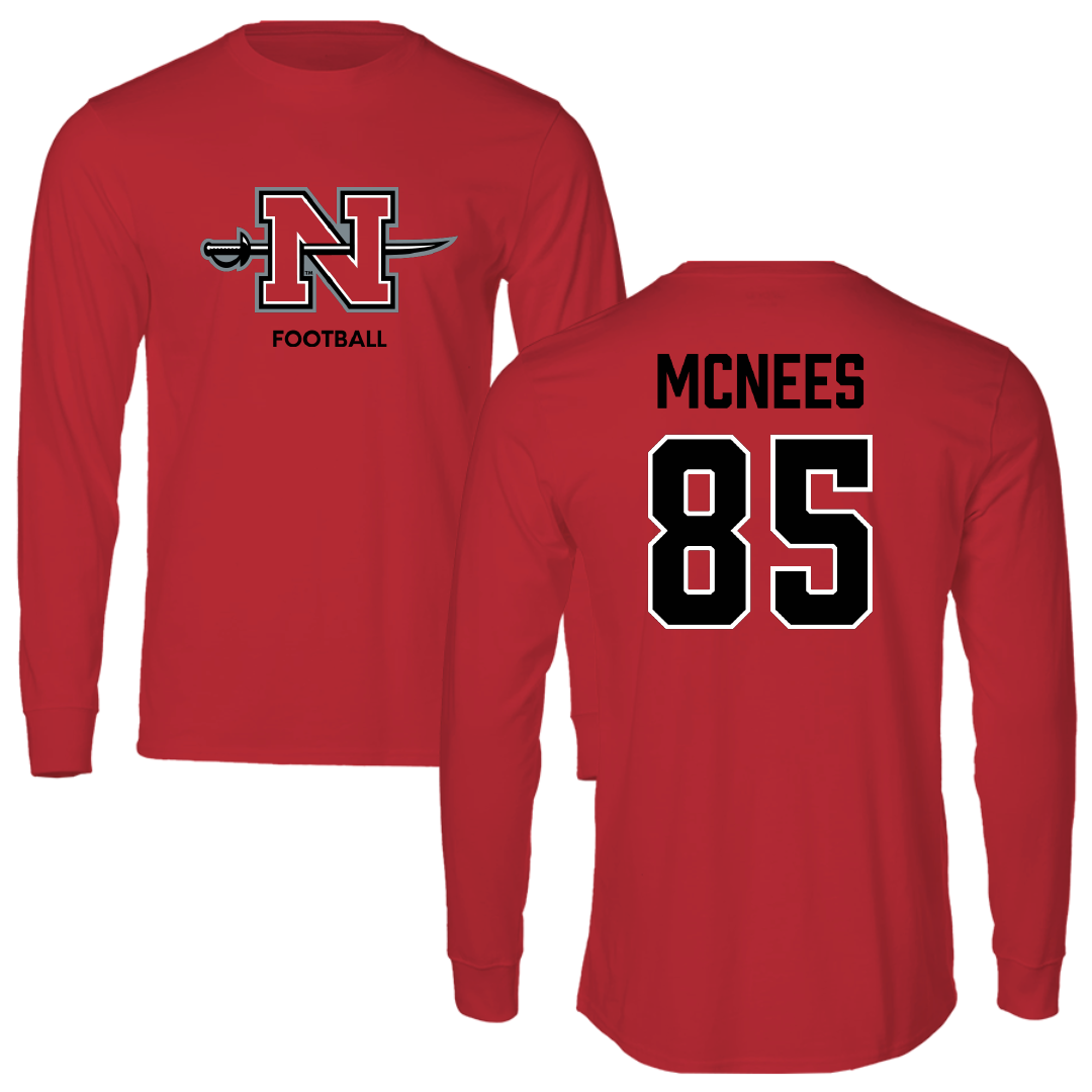 Nicholls State University Football Red Mascot Long Sleeve - #85 Christian Mcnees