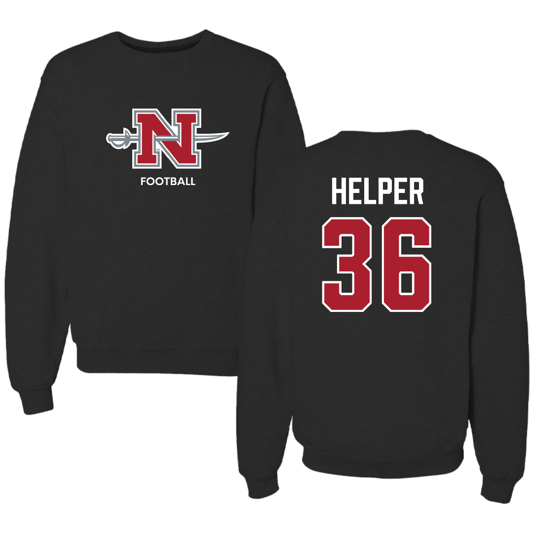 Nicholls State University Football Black Mascot Crewneck - #36 Justin Helper