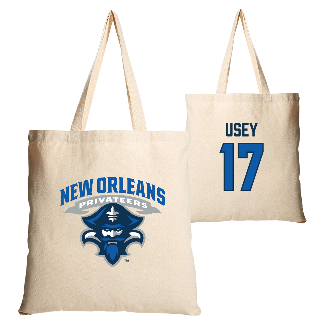 University of New Orleans Baseball Tan Canvas Tote Bag - #17 Trey Usey