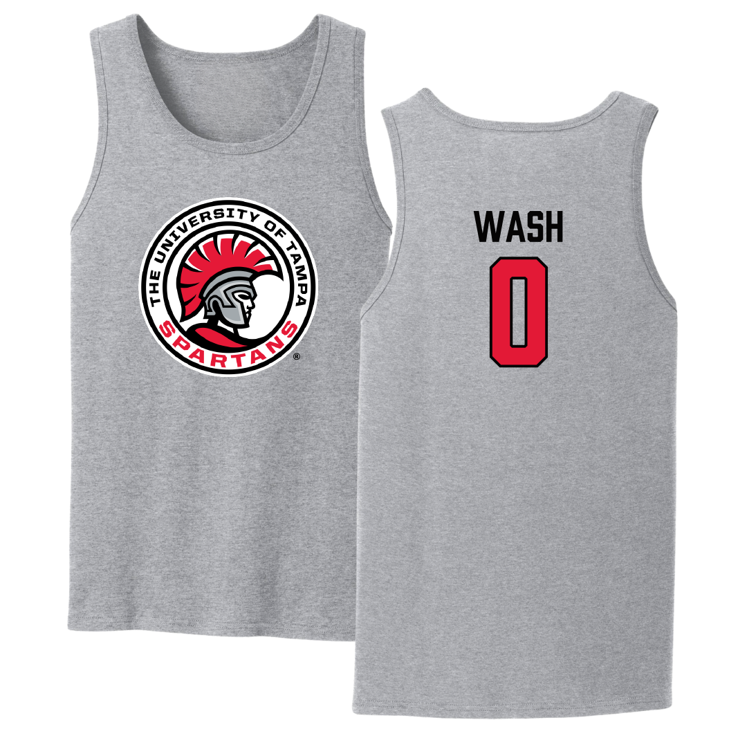 University of Tampa Baseball Sport Gray Tank Top - #0 Logan Wash