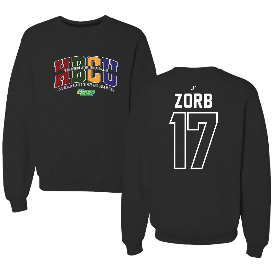 Norfolk State University Softball Black HBCU Crewneck - #17 Lisa Zorb