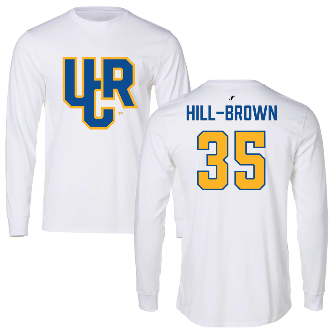 University of California-Riverside Basketball White Performance Long Sleeve - #35 Tiairra Hill-Brown