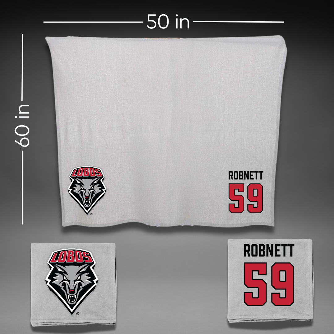 University of New Mexico Football Gray Blanket - #59 Kaden Robnett