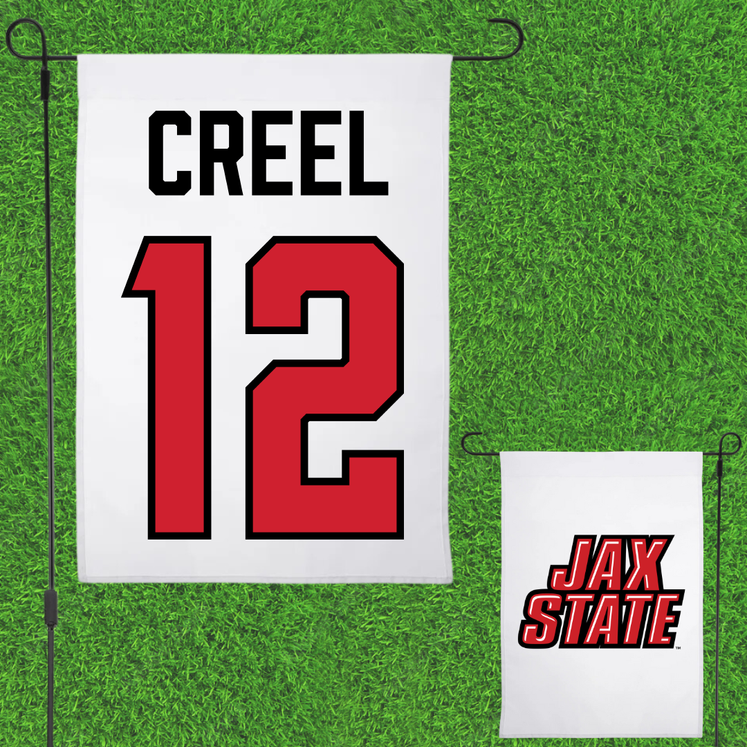 Jacksonville State University Football White Garden Flag - #12 Caden Creel