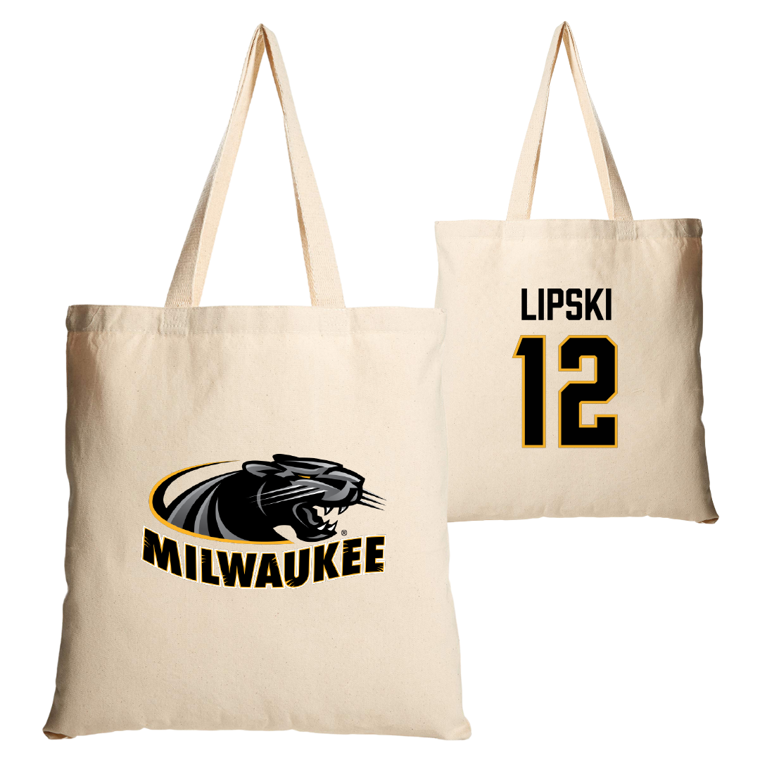 University of Wisconsin-Milwaukee Volleyball Tan Canvas Tote Bag - #12 Bella Lipski