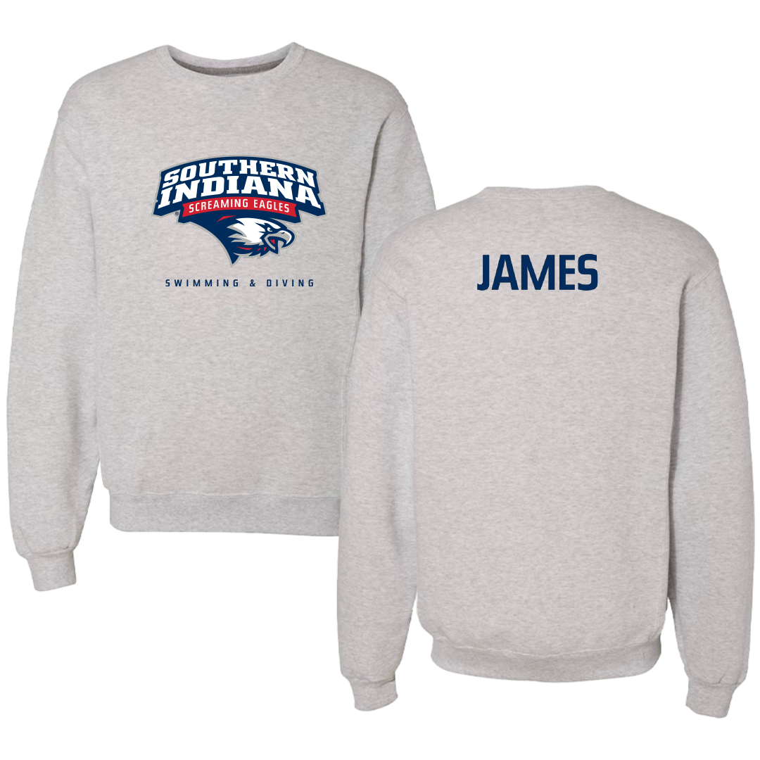 University of Southern Indiana Swimming & Diving Gray Crewneck - Cameron James