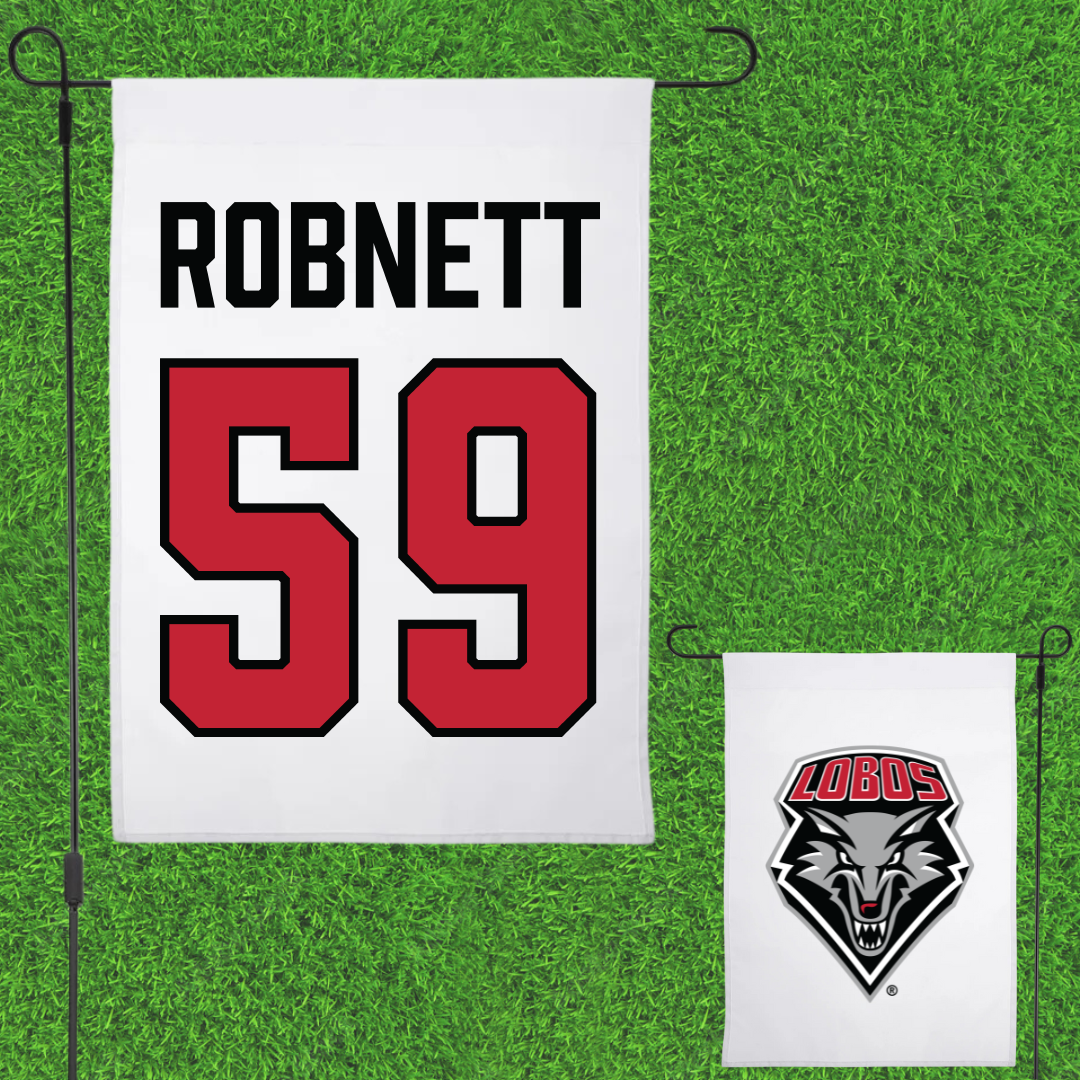 University of New Mexico Football White Garden Flag - #59 Kaden Robnett