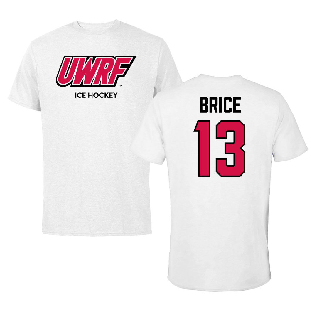 University of Wisconsin-River Falls Ice Hockey (W) White Block Performance Tee - #13 Ellie Brice