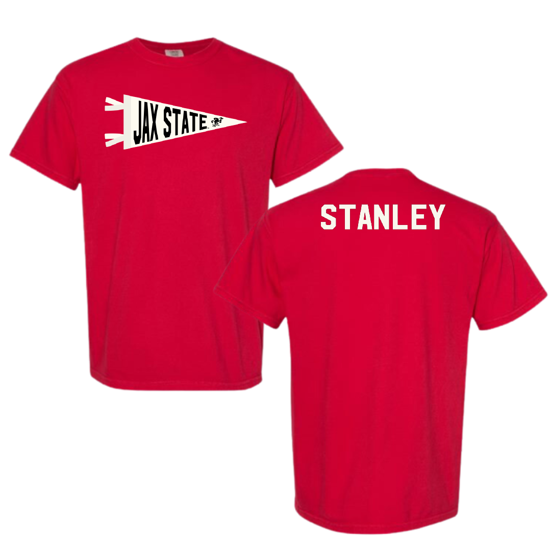 Jacksonville State University TF and XC Red Pennant Comfort Colors Tee - Kayley Stanley