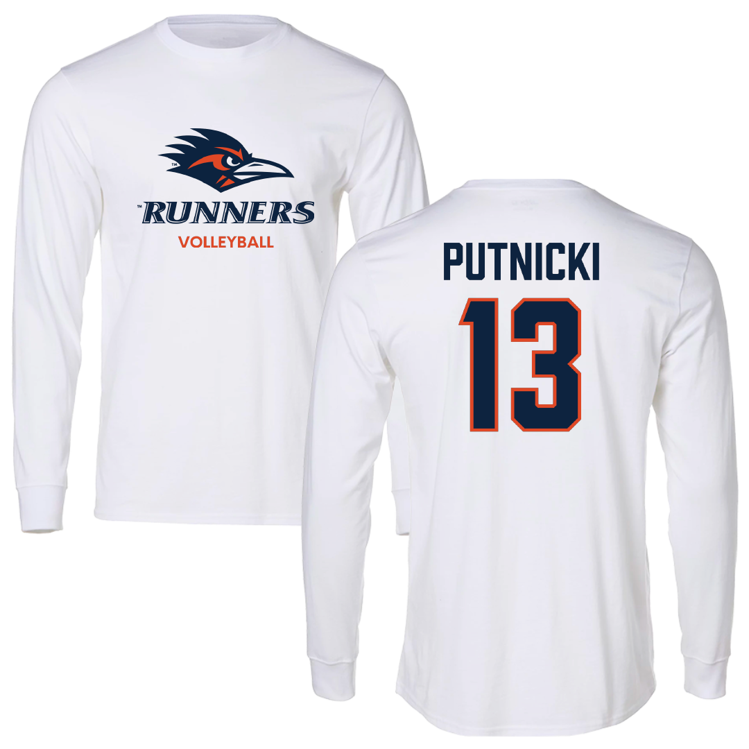 University of Texas at San Antonio Volleyball (W) White Performance Long Sleeve - #13 Miranda Putnicki
