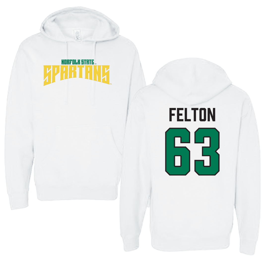 Norfolk State University Football White Classic Hoodie - #63 Marselle Felton