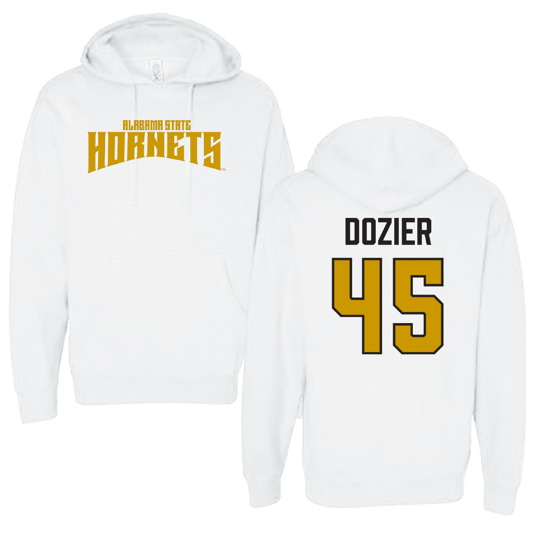 Alabama State University Football White Classic Hoodie - #45 Rico Dozier