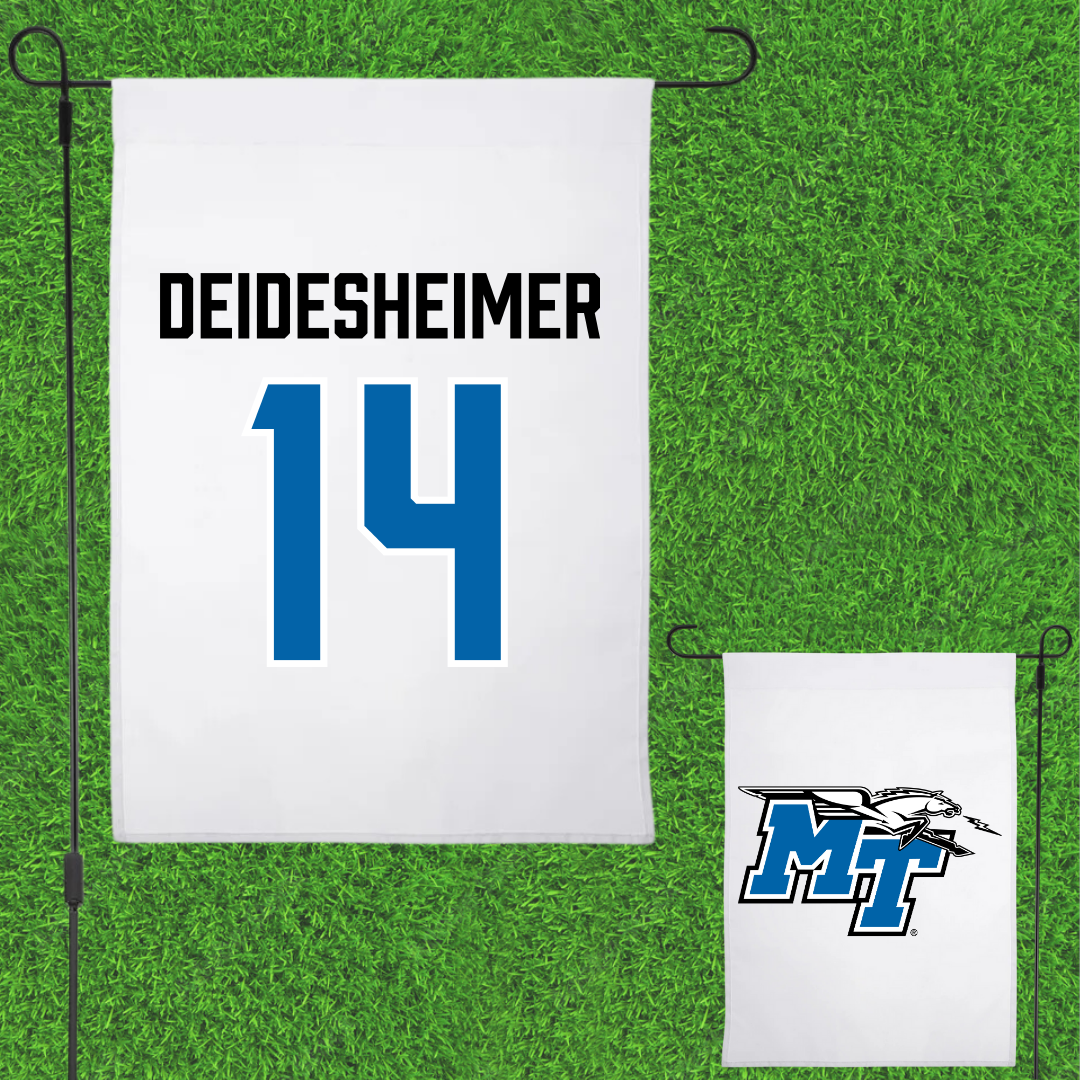 Middle Tennessee State University Volleyball White Garden Flag - #14 Payton Deidesheimer