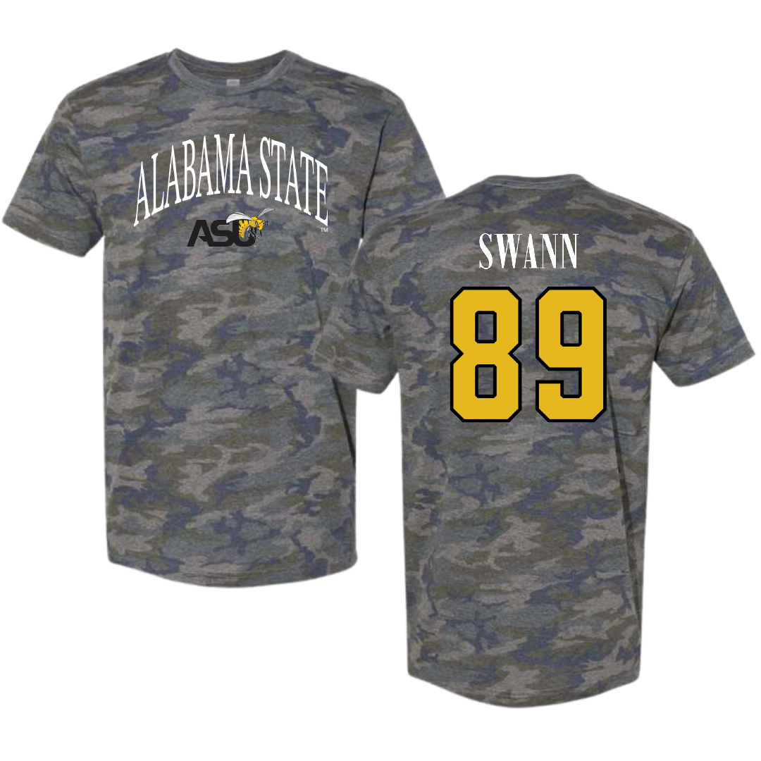 Alabama State University Football Vintage Camo Tee - #89 Tyler Swann
