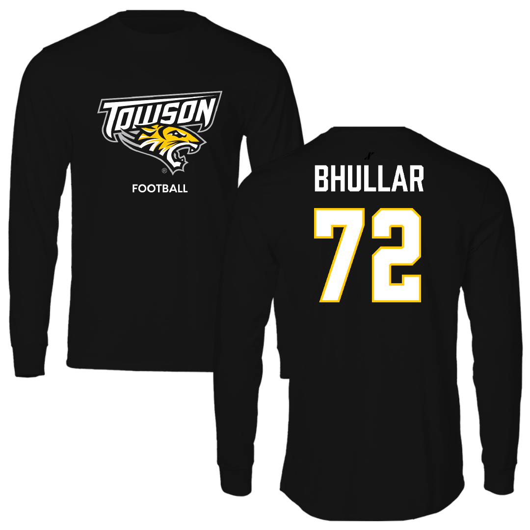 Towson University Football Black Performance Long Sleeve - #72 Sahil Bhullar