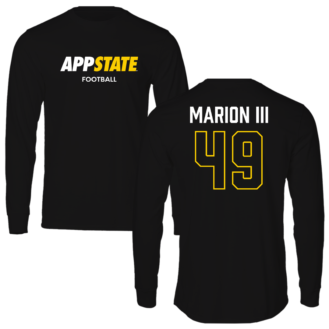 Appalachian State University Football Black Block Long Sleeve - #49 Randy Marion III
