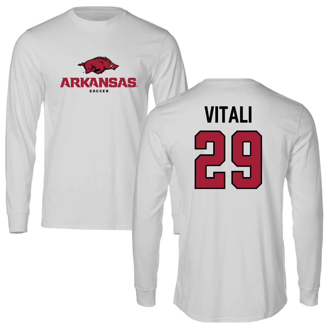 University of Arkansas Soccer Light Gray Long Sleeve - #29 Evie Vitali