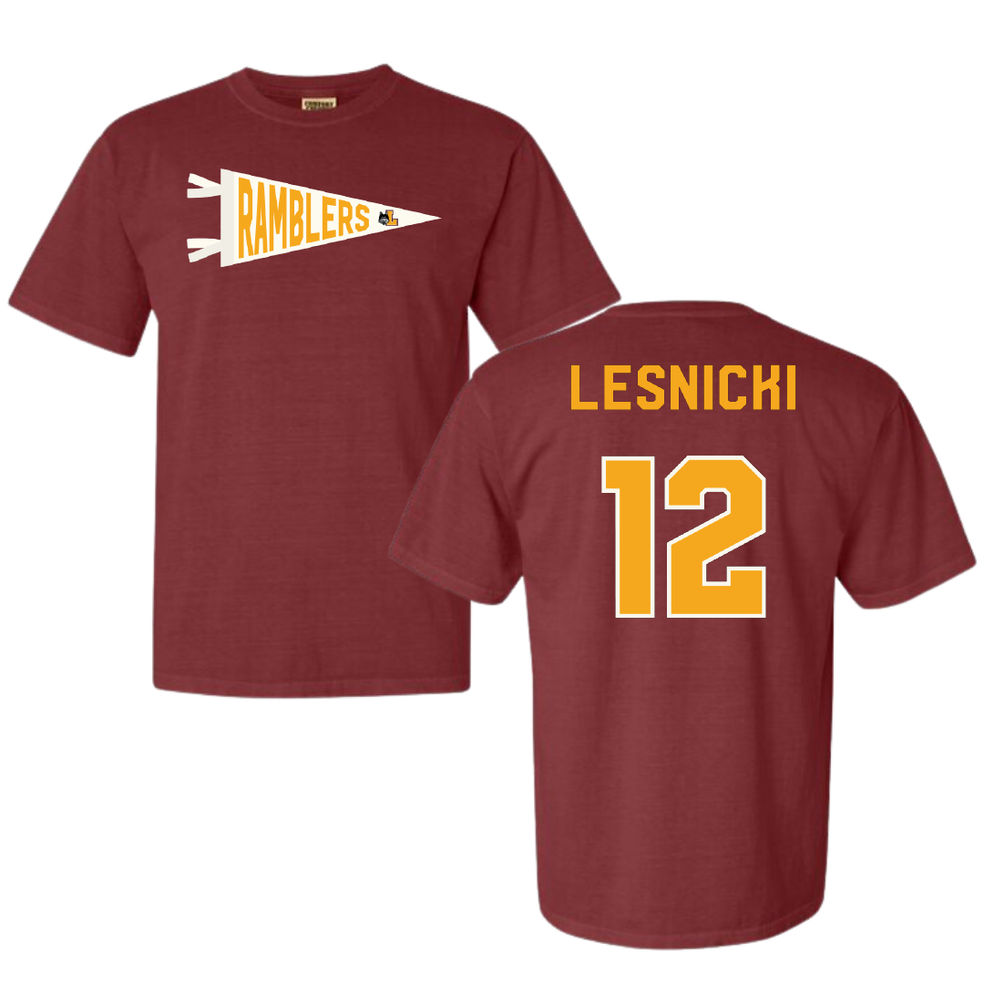 Loyola University-Chicago Softball Maroon Pennant Comfort Colors Tee - #12 Nat Lesnicki