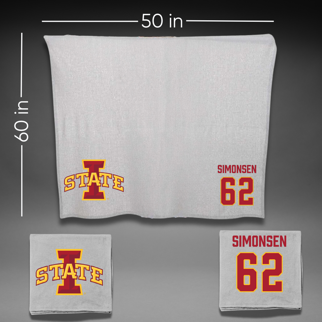 Iowa State University Football Gray Blanket - #62 Braden Simonsen