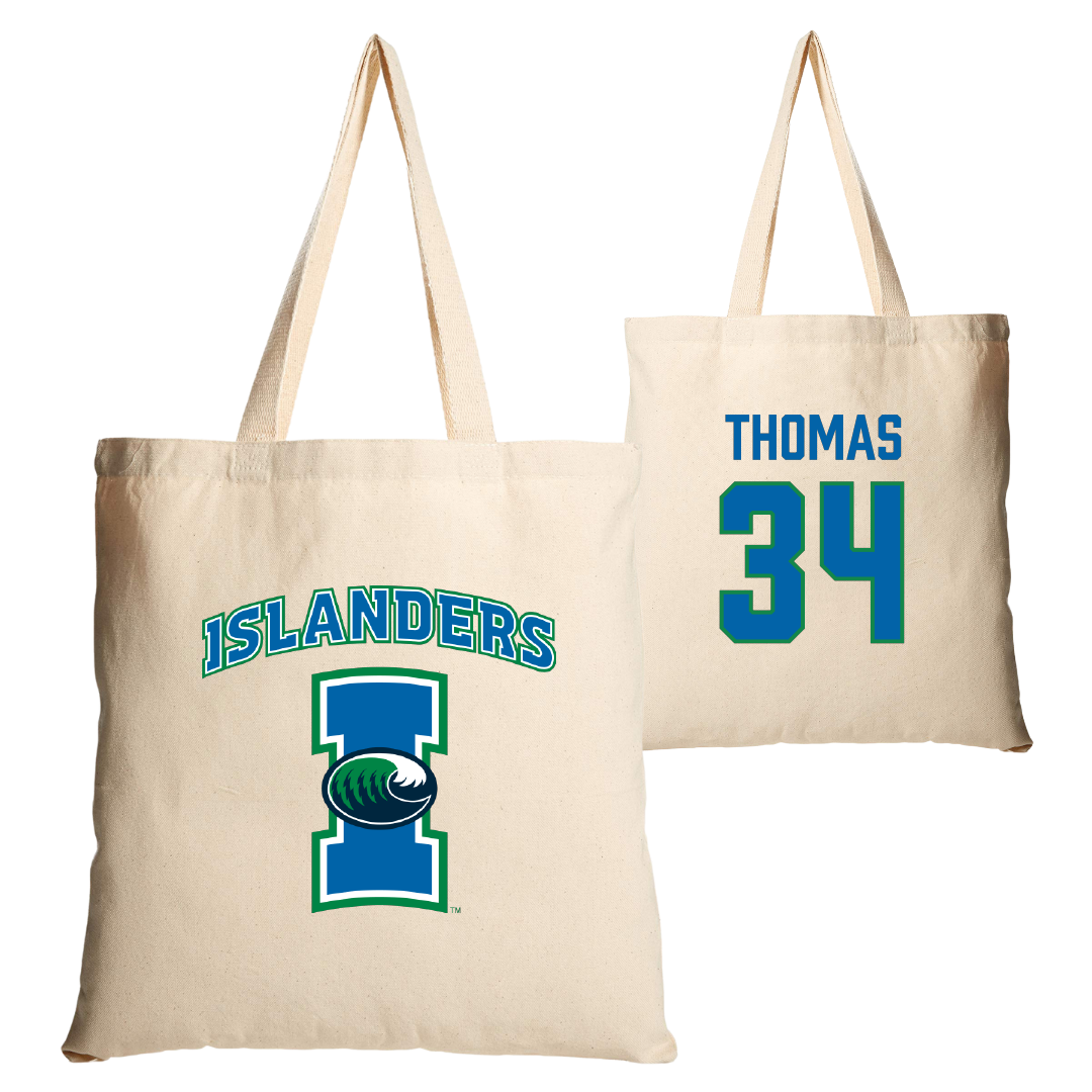 Texas A&M University-Corpus Christi Baseball Tan Canvas Tote Bag - #34 Hayden Thomas