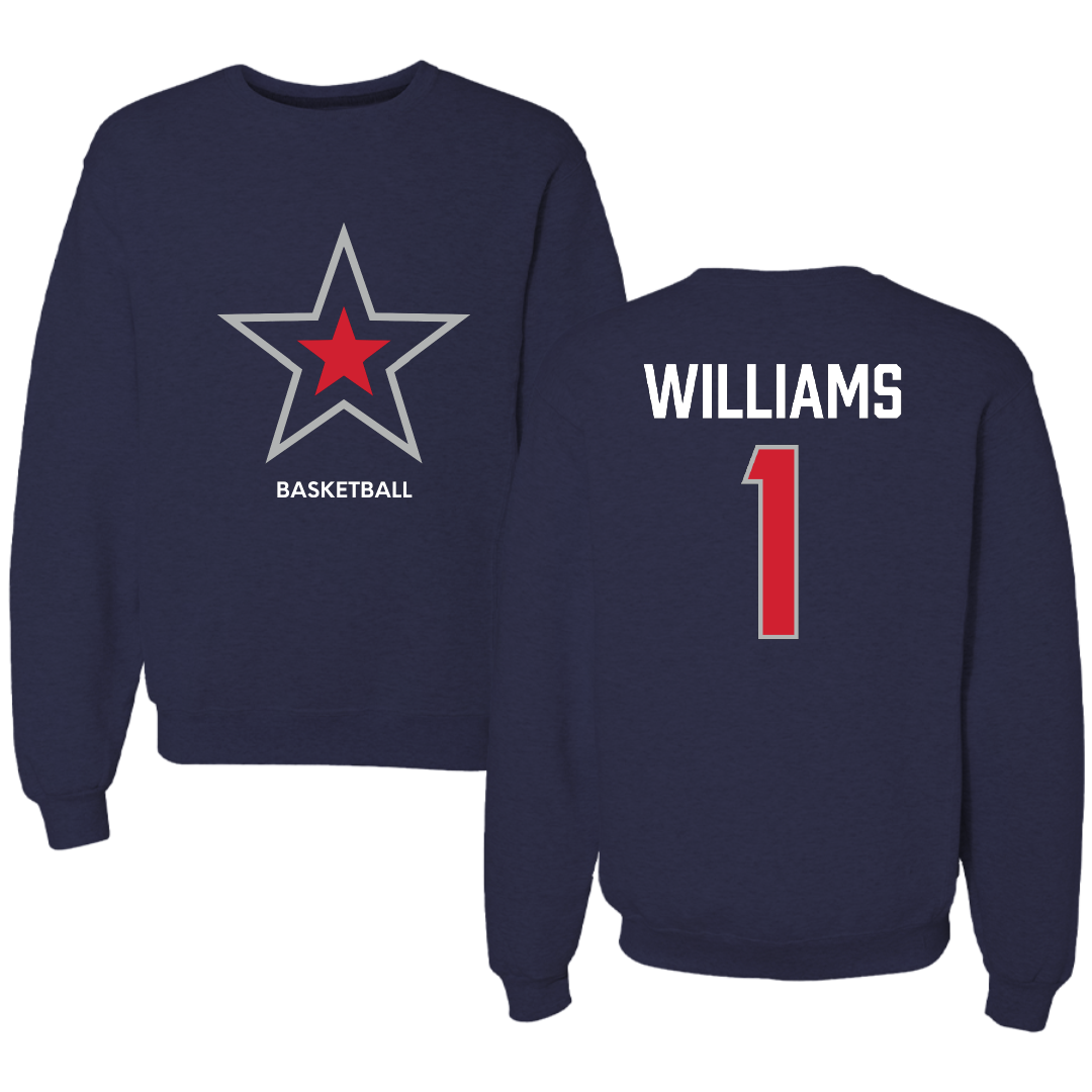 Robert Morris University Basketball (M) Navy Mascot Crewneck - #1 Justice Williams