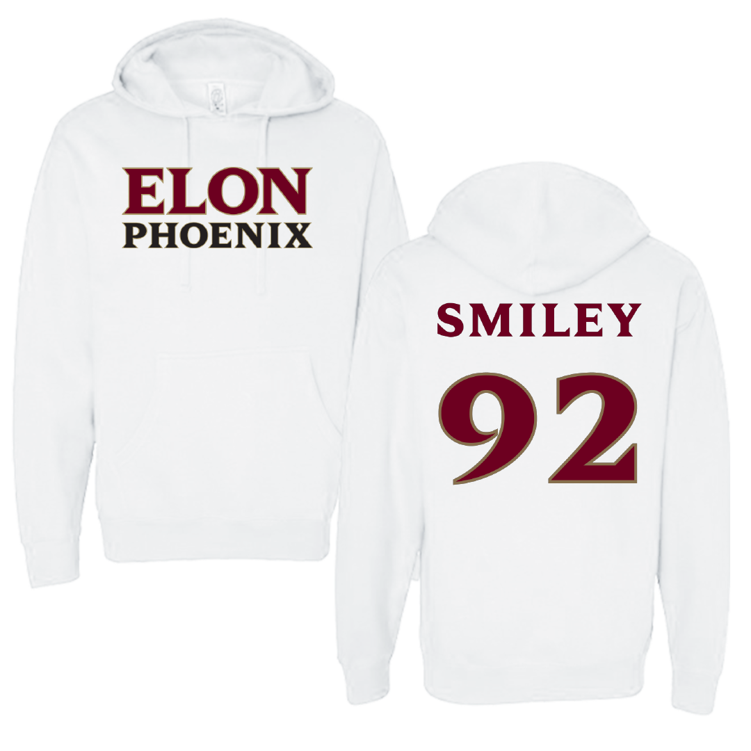 Elon University Football White Hoodie - #92 Brandon Smiley