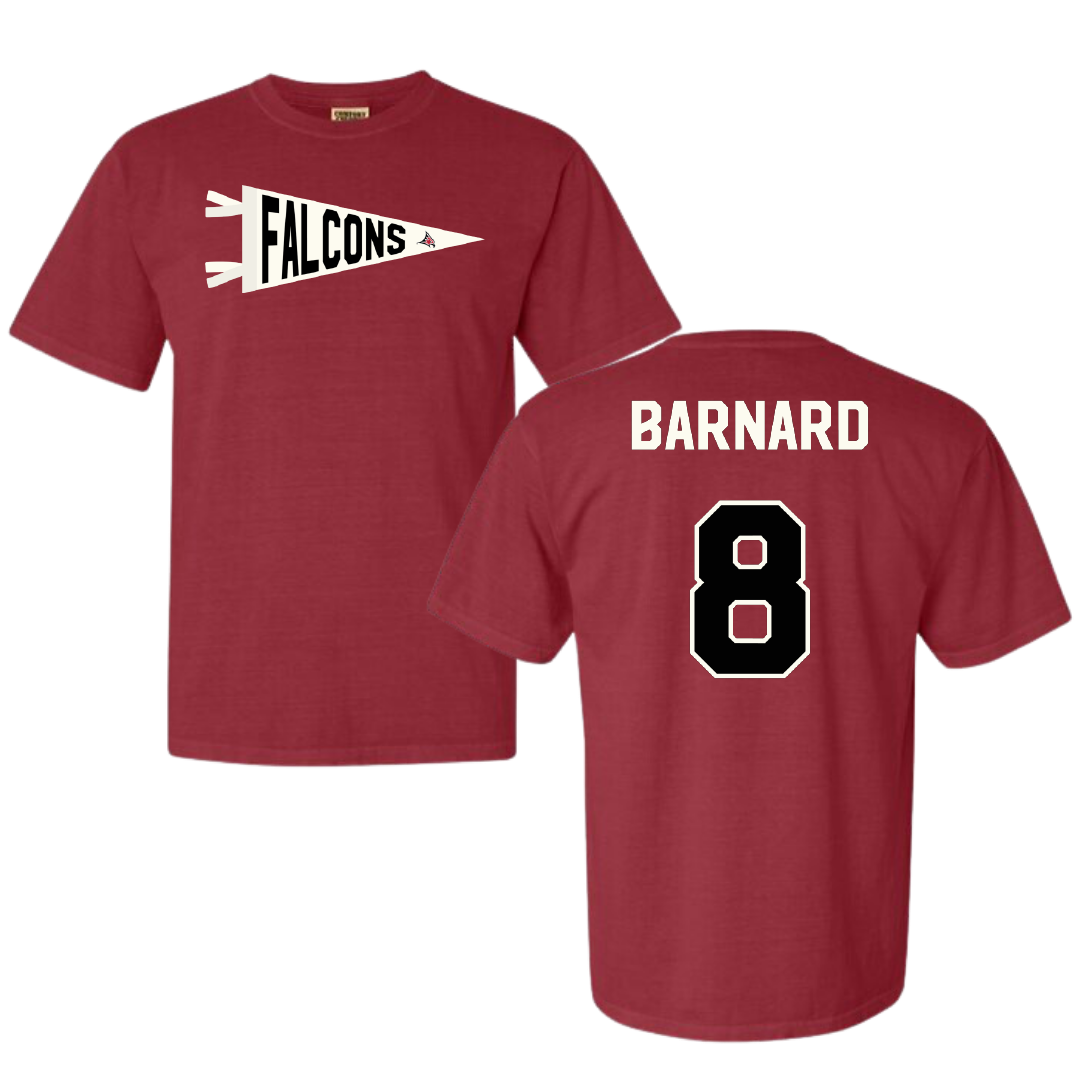 University of Wisconsin-River Falls Football Crimson Pennant Comfort Colors Tee - #8 Jake Barnard